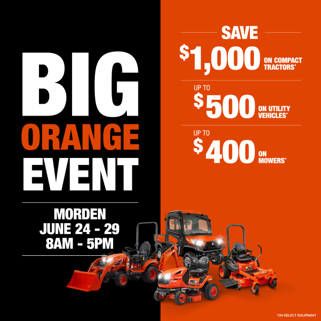 Kubota Big Orange Event Sale - Join Us May 17 & 18th